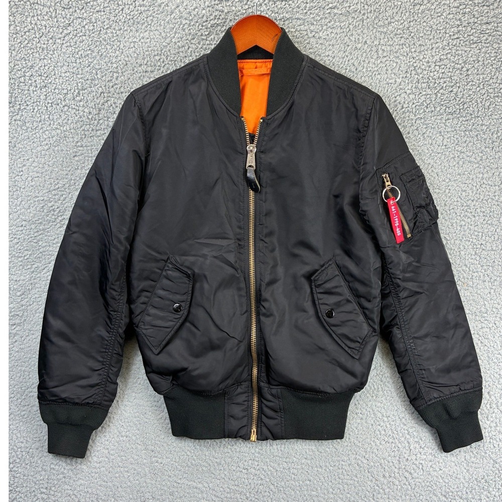 Alpha Industries MA-1 Flight Bomber Jacket Mens XS Black Reversible Military